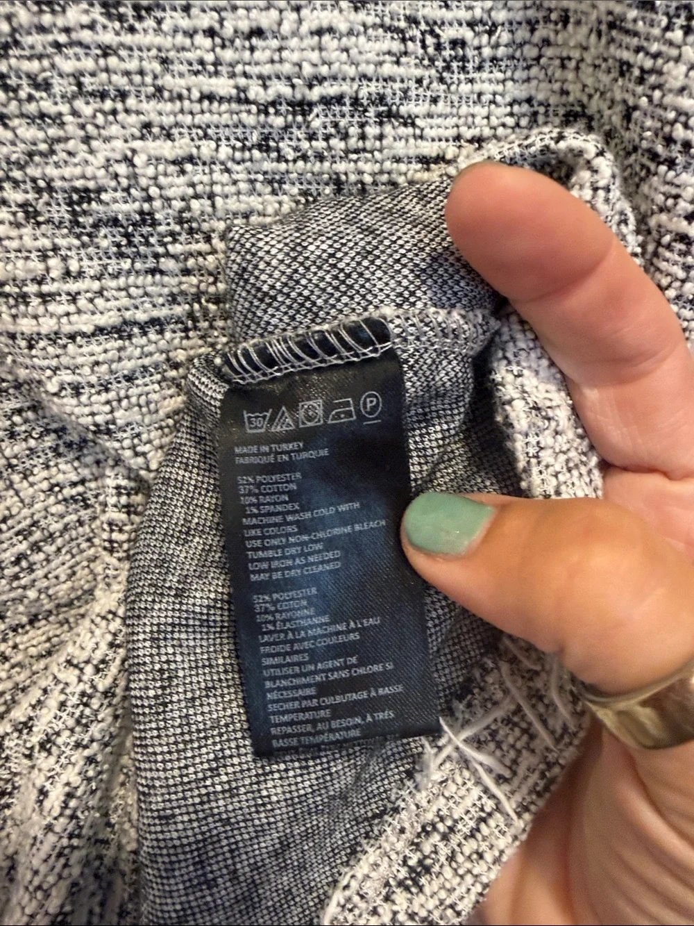 Free People Black & White Marled Short Sleeve Knit Tee